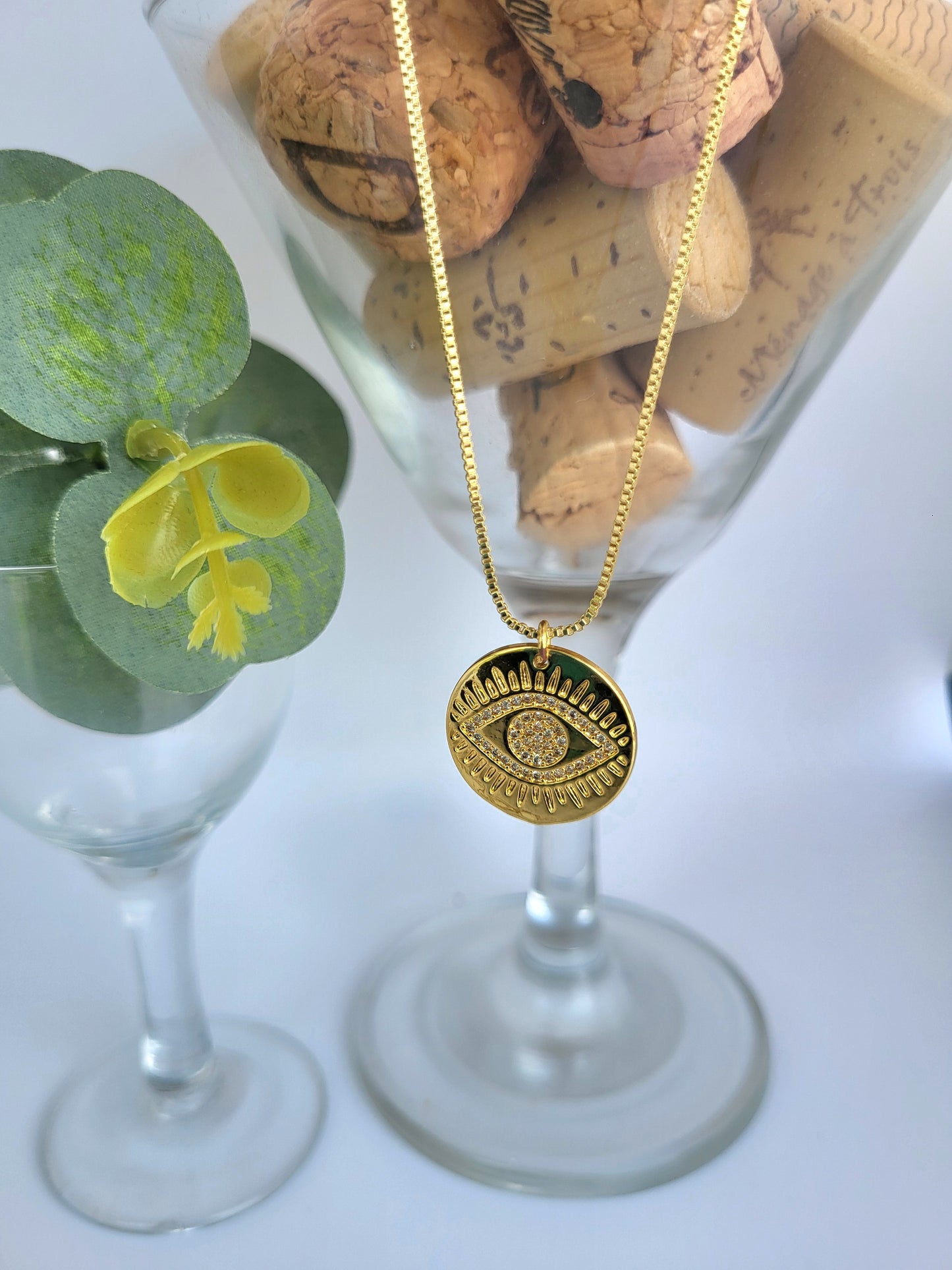 Collar de ojos - Colgante redondo / Minimalista