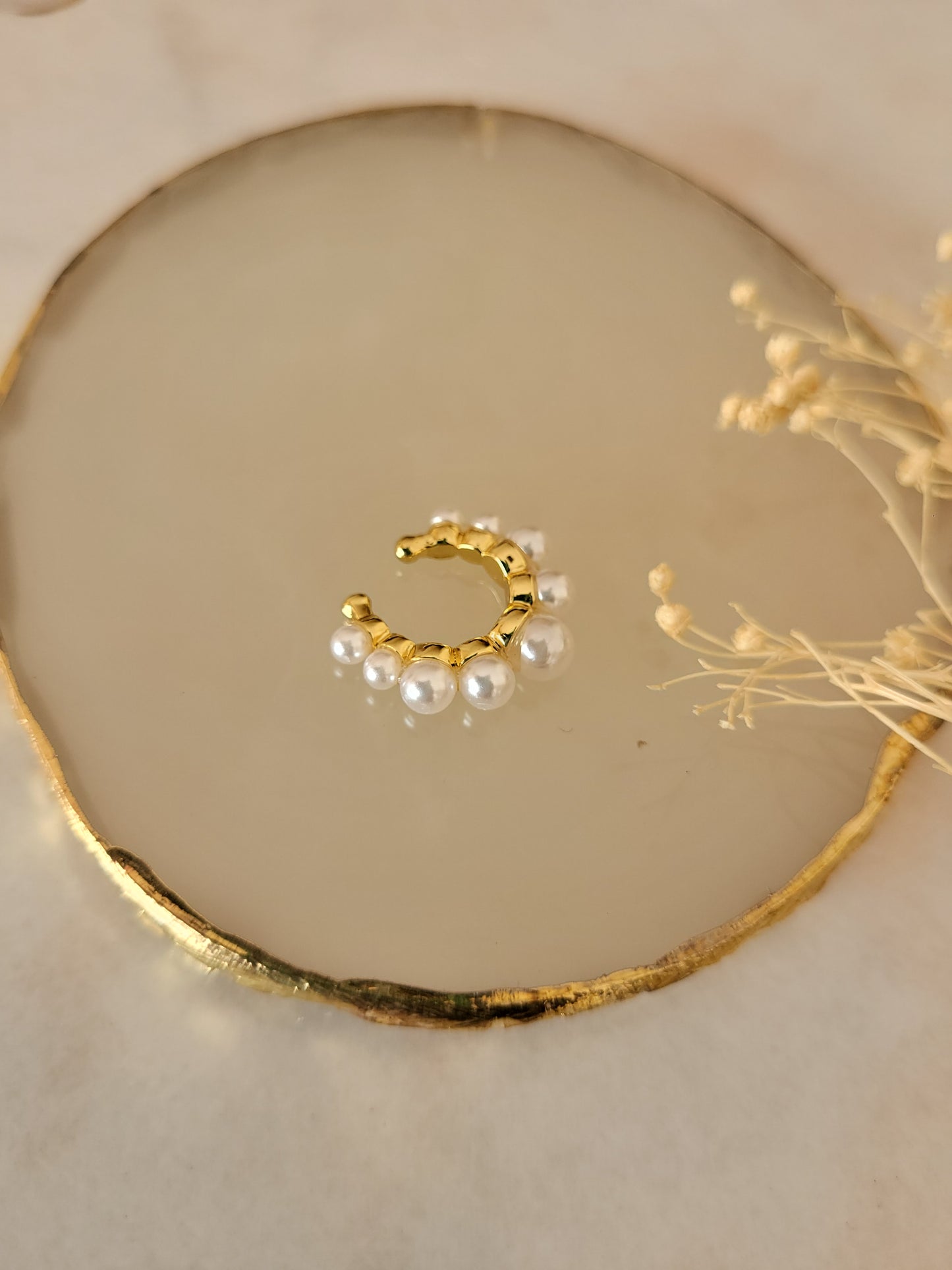 Ear Cuff Perla - Acero Inoxidable / Perlas