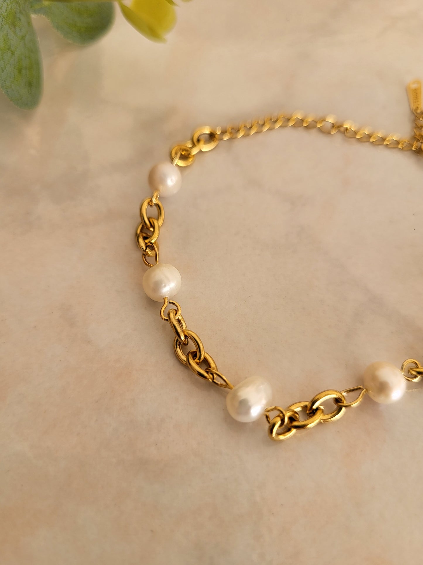 Pulsera de Perlas - Acero Inoxidable / Perlas / Textura