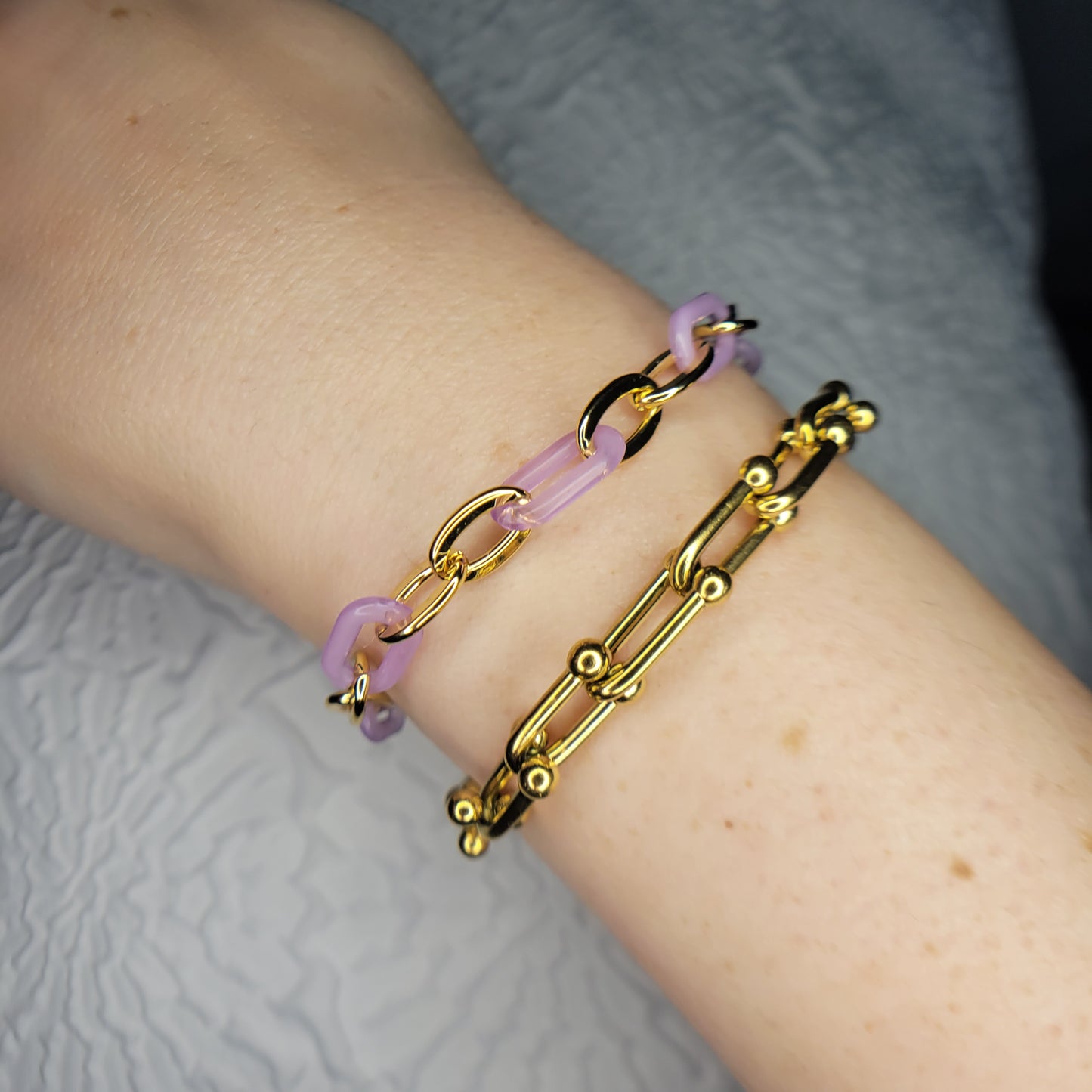 Pulsera Morada - Materiales Mixtos / Acero Inoxidable