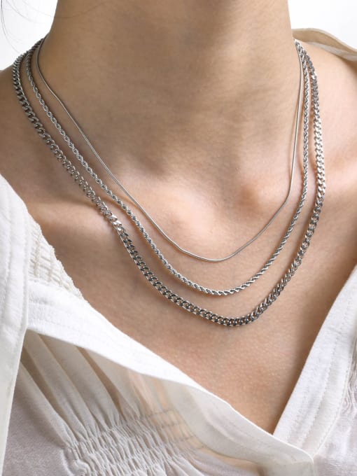 Collar de Plata 3 en 1 - Collar Multi Hebra / Minimalista / 3 Piezas