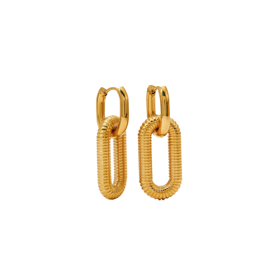 Pendiente Rectangular 2 en 1 - Textura / Acero Inoxidable / Oro / Plata / Geométrico / 2 Piezas