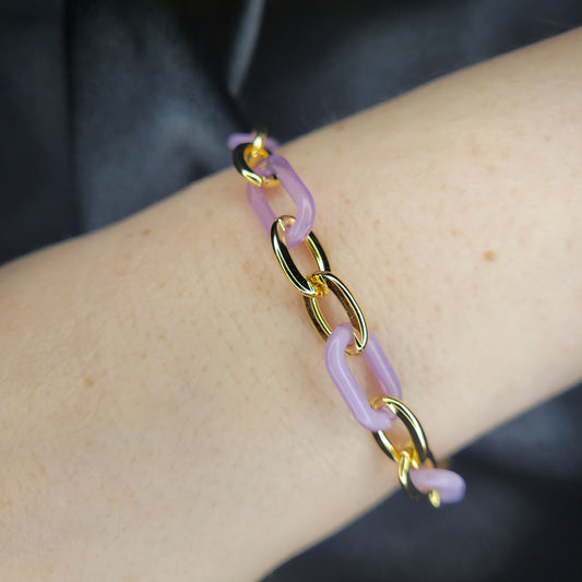 Purple  Bracelet - Mixed Materials / Stainless Steel