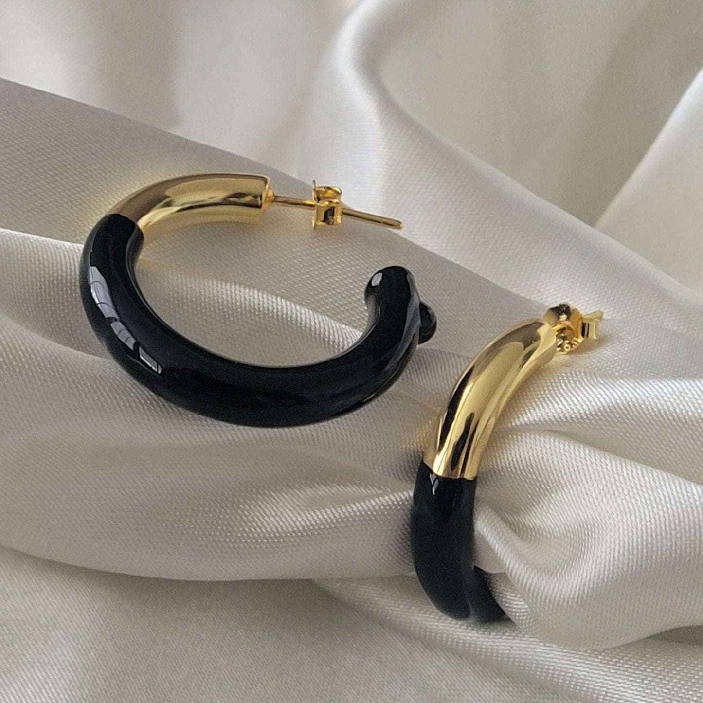 Black Hoops - Silver and Black / Gold and Black