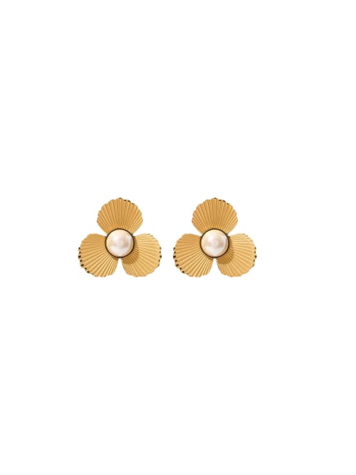 Pearl Flower Earring - Stainless Steel / Freshwater Pearl