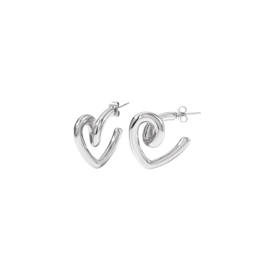 Open Heart Earring - Silver / Stud / Trend
