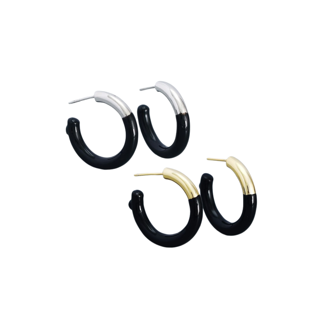 Black Hoops - Silver and Black / Gold and Black
