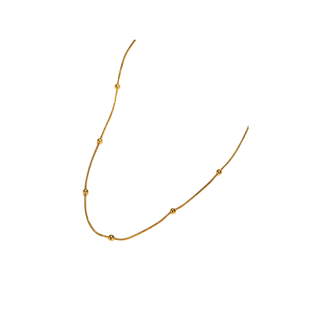 Bead Necklace - Gold / Stainless Steel / Minimalist / Classic