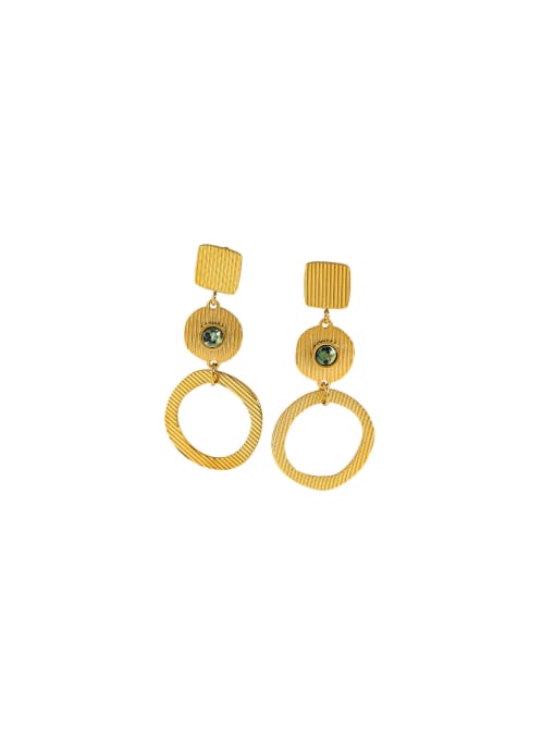 Vintage Circle Drop Earring - Stainless Steel / Natural Stone